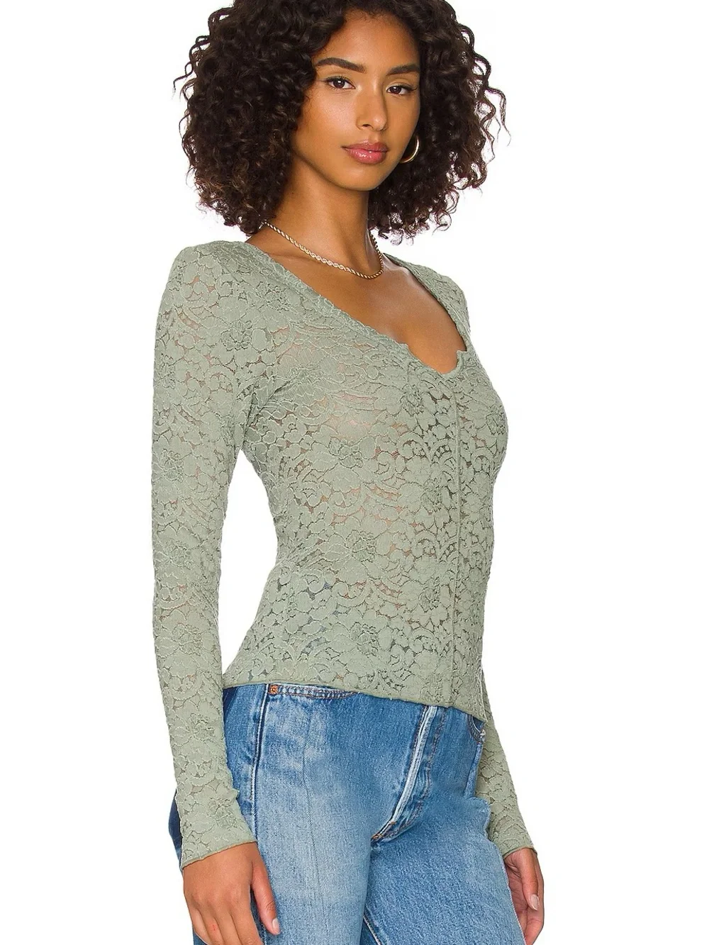 Free People Cloud Ride Notch Long Sleeve Ribbed Top Fitted Women Size XS
